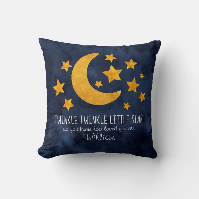 Personalised Twinkle Little Star Moon & Stars   Cushion (Front)