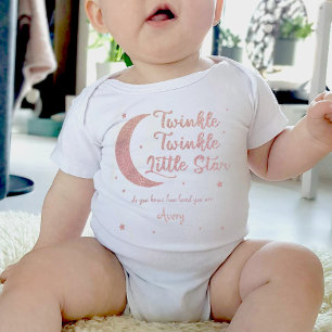 Personalised Twinkle little star printed glitter Baby Bodysuit
