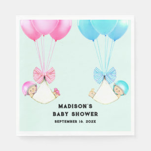 personalised twins baby shower party napkin