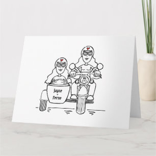 Personalised Two Brides Biker Motorcycle Wedding Card