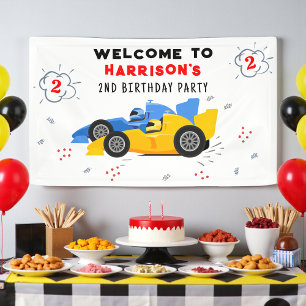 Personalised Two Fast 2nd Birthday Race Car Welcom Banner