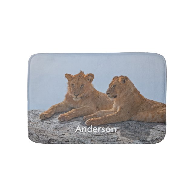 Personalised Two Lion Bath Mat (Front)