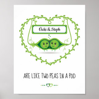 Personalised "Two Peas In A Pod" 2 Females couple Poster