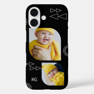 Personalised Two Photo Abstract iPhone 16 Case