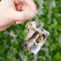 Personalised Two Photo Double Sided Aluminium  Key Ring