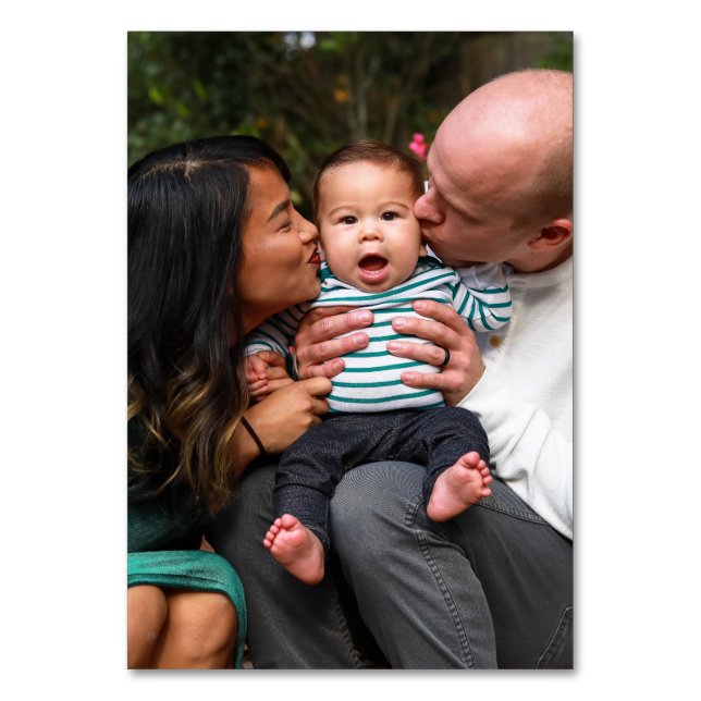 Personalised Two Photo Double Sided Family Table Number (Front)