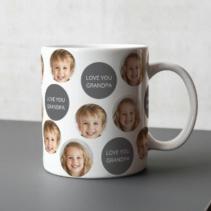 Personalised Two-Photo Face   I Love You Grandpa Coffee Mug