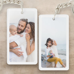 Personalised Two Photo Family Double Sided Key Ring
