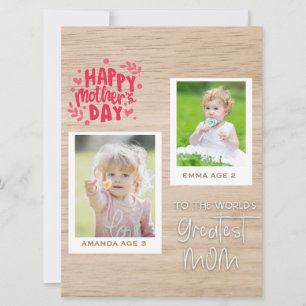 "Personalised Two-Photo Mum's Day Card" Holiday Card