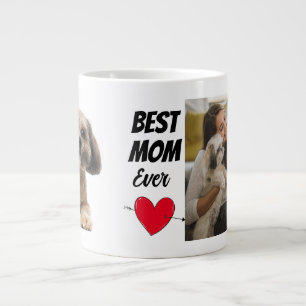 Personalised two photo & text best dog mum large coffee mug