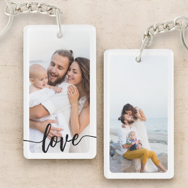 Personalised Two Photo Text Family Double Sided Key Ring (Creator Uploaded)