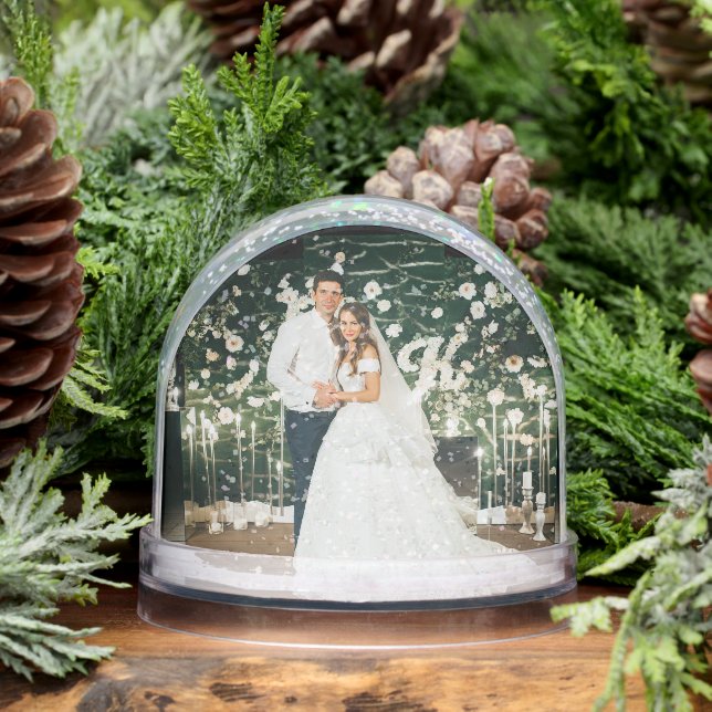  Personalised Two Photo Wedding Snow Globe (Winter)