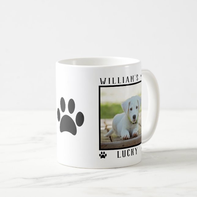 Personalised Two Photos Names Paw Prints Dog Photo Coffee Mug (Front Right)