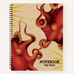 Personalised Two Red Octopus Collided  Notebook