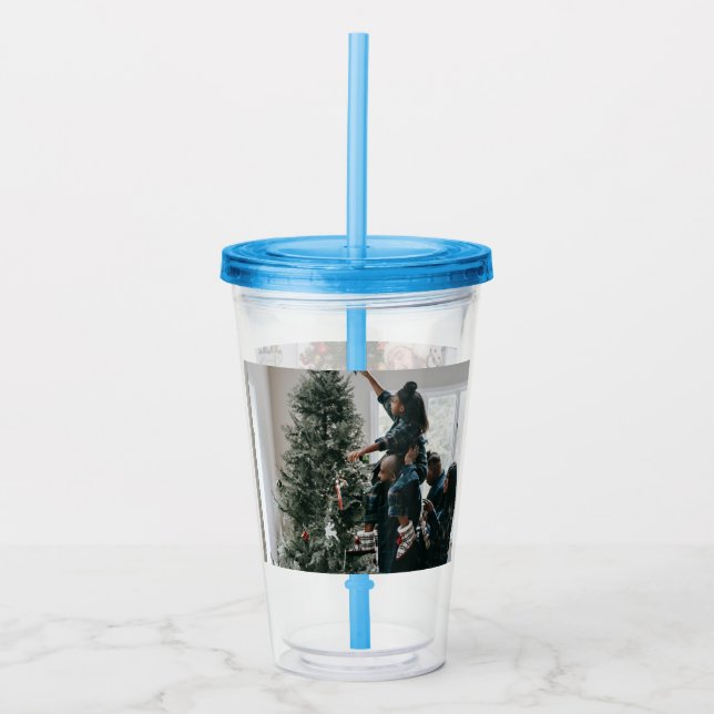 Personalised Two Sided Family Christmas Photo  Acrylic Tumbler (Front)