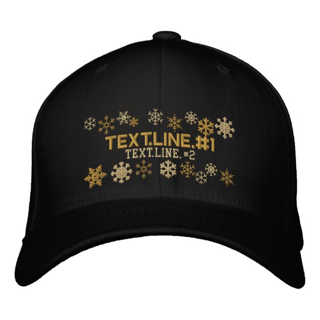 Personalised Two Text Lines Snowflakes Winter Embroidered Hat (Front)