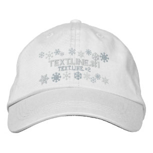 Personalised Two Text Lines Snowflakes Winter Embroidered Hat