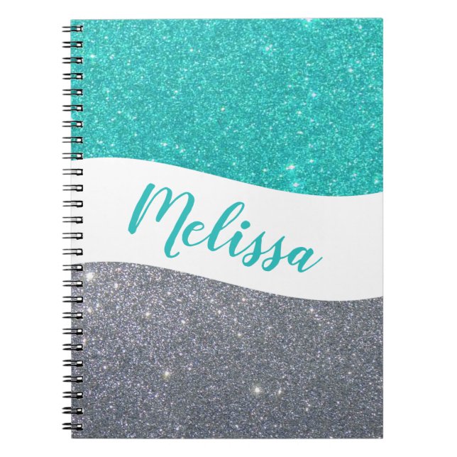 Personalised two tone glitter notebook (Front)