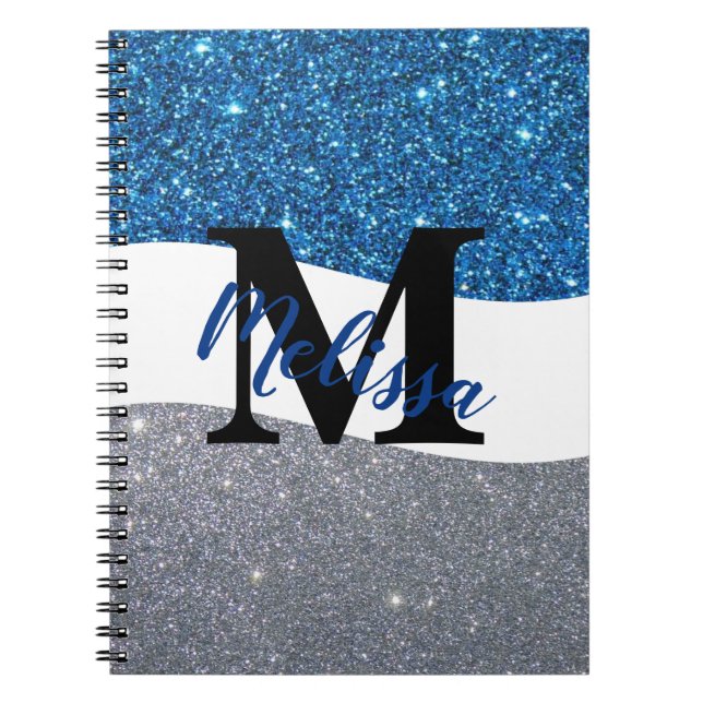 Personalised two tone glitter notebook (Front)