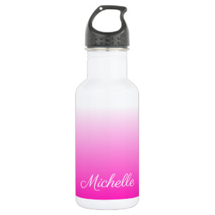 Personalised two-tone gradient ombre hot pink 532 ml water bottle