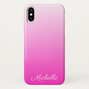 Personalised two-tone gradient ombre hot pink iPhone x case