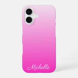 Personalised two-tone gradient ombre hot pink iPhone 16 case