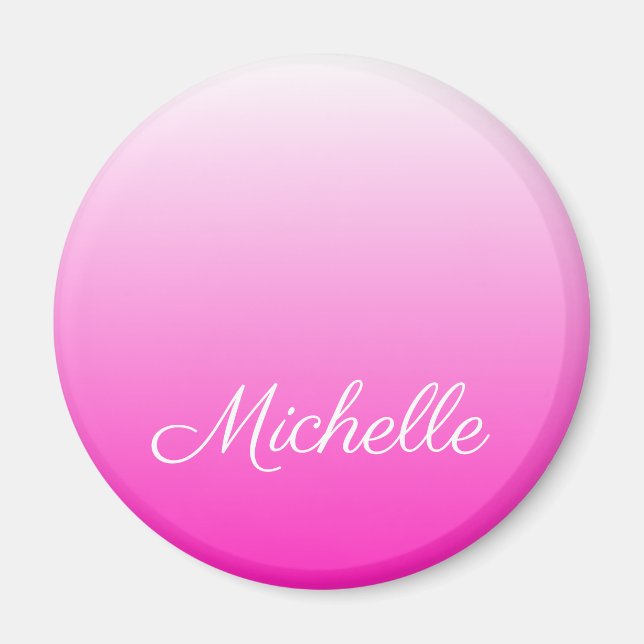 Personalised two-tone gradient ombre hot pink magnet (Front)