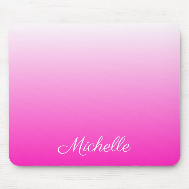 Personalised two-tone gradient ombre hot pink mouse mat (Front)