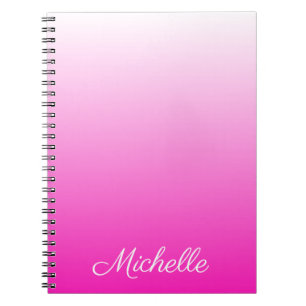 Personalised two-tone gradient ombre hot pink notebook