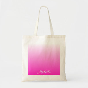 Personalised two-tone gradient ombre hot pink tote bag