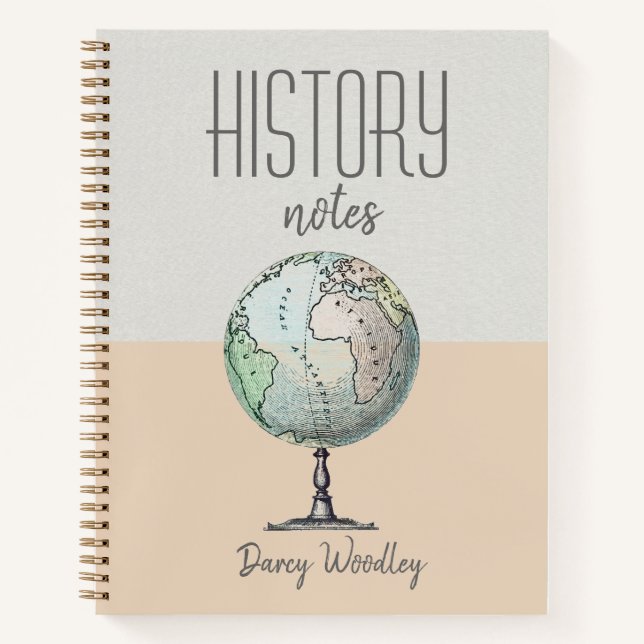 Personalised Two Tone History Notes Notebook (Front)