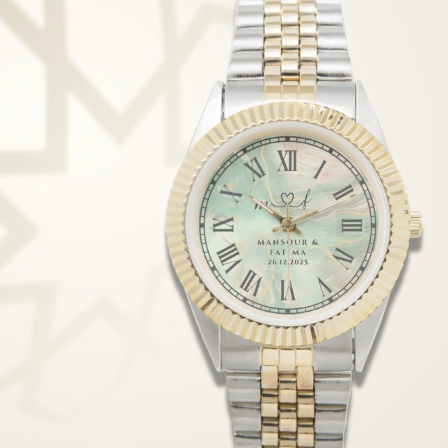 Personalised Two-Tone Watch ∣ Aqua Marble Gift (Creator Uploaded)