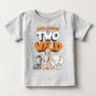 Personalised Two Wild Comics Safari 2nd Birthday Baby T-Shirt