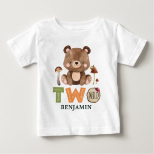 Personalised Two Wild Woodland 2nd Birthday Baby T-Shirt