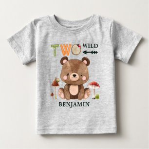 Personalised Two Wild Woodland 2nd Birthday Baby T-Shirt