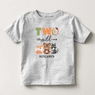 Personalised Two Wild Woodland Animal 2nd Birthday Toddler T-Shirt