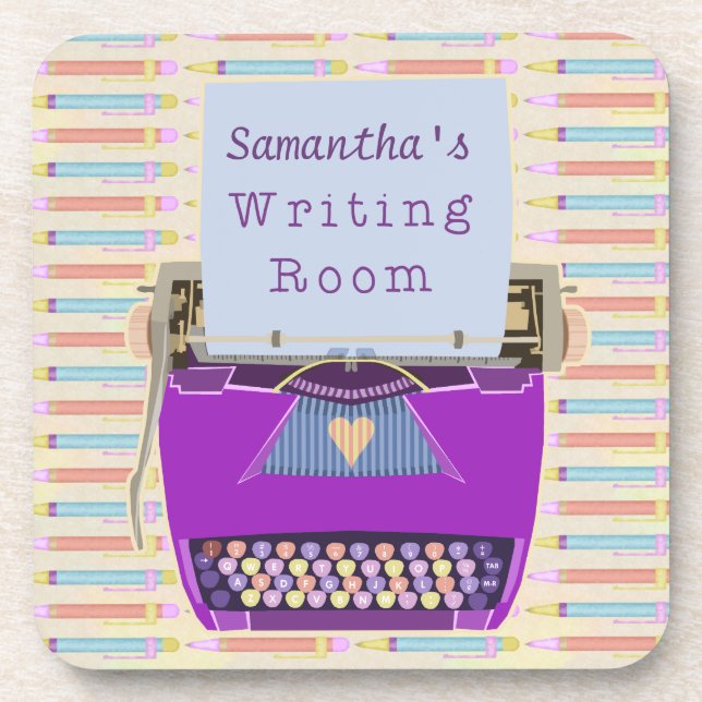 Personalised Typewriter Authors Writing Room Coaster (Front)
