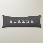 Personalised Typewriter Font Name Black White Body Cushion<br><div class="desc">Add a bold and stylish touch to your space with this personalised body pillow featuring a typewriter-style name on a black background. The minimalist yet vintage-inspired design makes it a perfect addition to a modern bedroom, dorm, or lounge area. A unique custom gift for those who appreciate typography and cosy...</div>