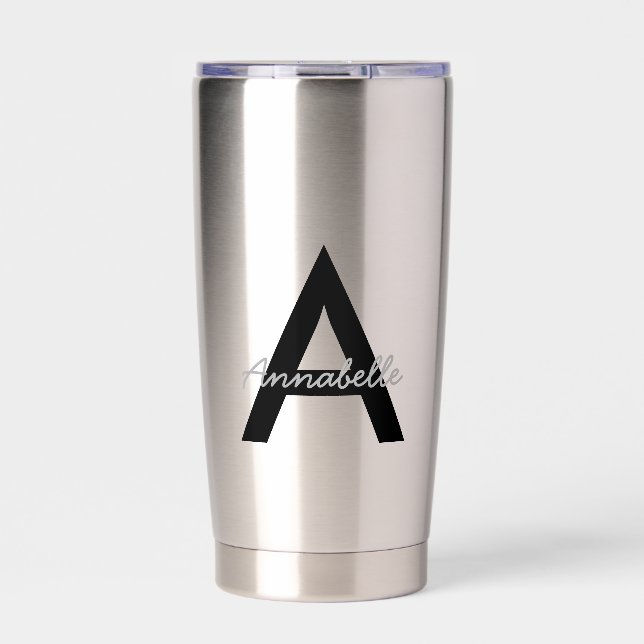 Personalised Typography Monogram Insulated Tumbler (Front)