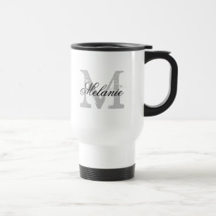 Personalised typography monogram to go travel mug
