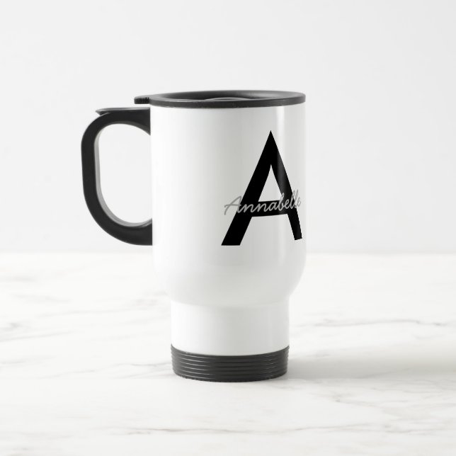 Personalised Typography Monogram Travel Mug (Left)