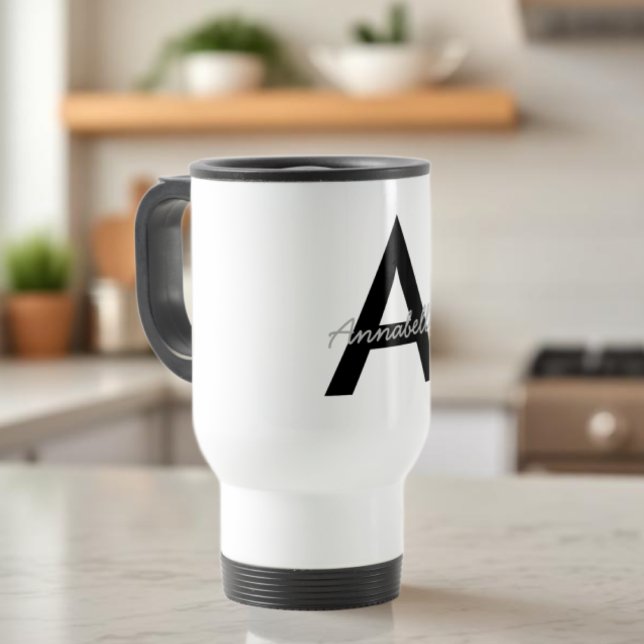 Personalised Typography Monogram Travel Mug (Creator Uploaded)