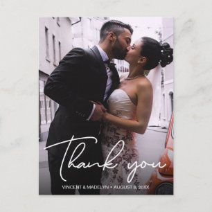 Personalised Typography Photo Wedding Thank You Postcard