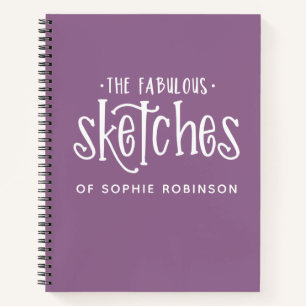 Personalised Typography Purple Sketchbook Notebook