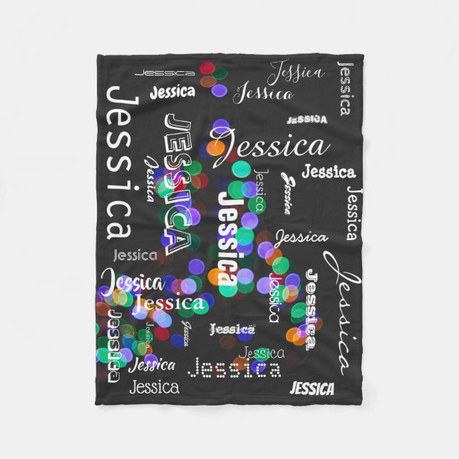 Personalised Typography Subway Art Christmas Bokeh Fleece Blanket (Front)