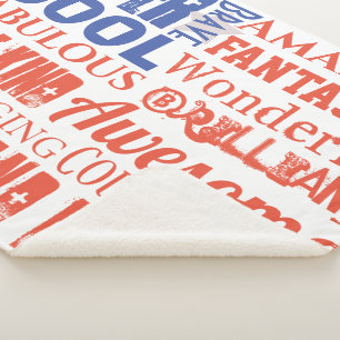 Personalised Typography Subway Art USA Flag Sherpa Blanket