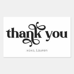 Personalised Typography Thank You Rectangular Sticker