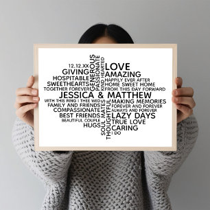 Personalised Typography Word Cloud for Couples Poster