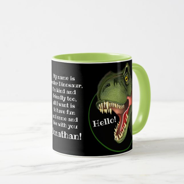 Personalised Tyrannosaurus Rex Dinosaur Mug (Front Right)