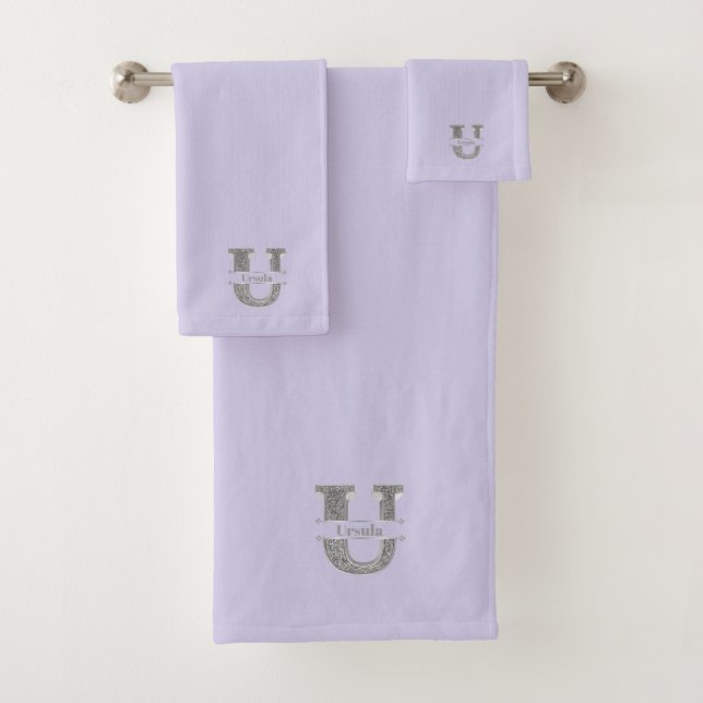 Personalised U Initial Silver Monogram Your Name B Bath Towel Set (Insitu)
